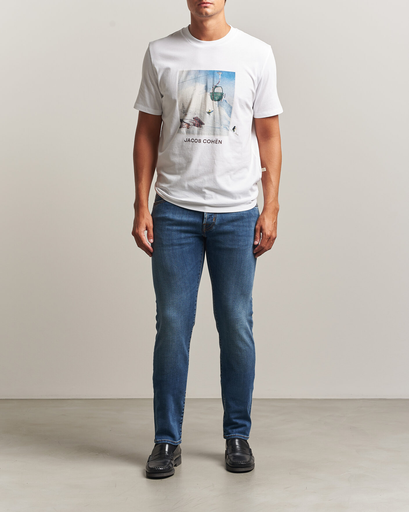 Herren | T-Shirts | Jacob Cohën | Apres Ski Printed T-Shirt White