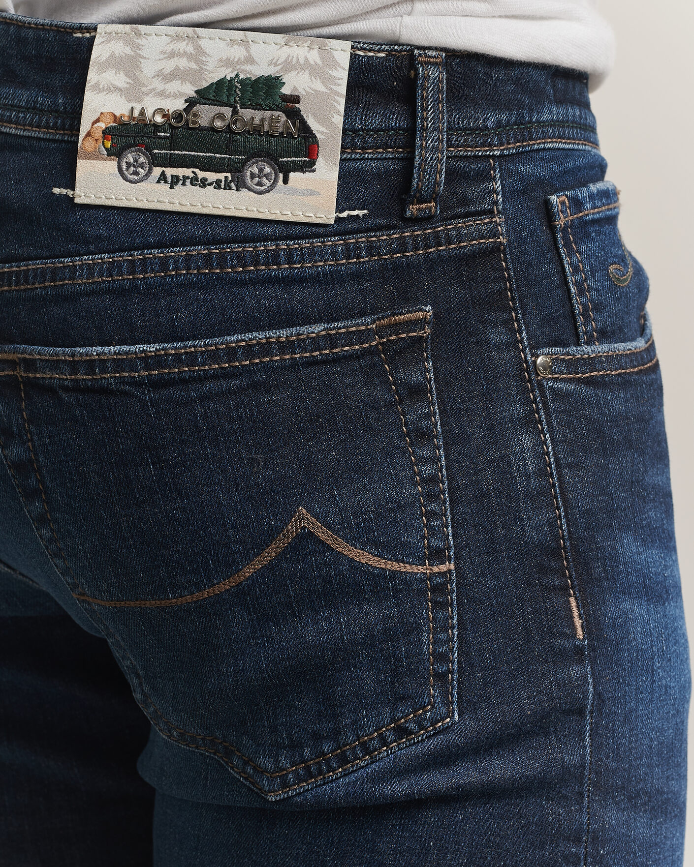 Herren | Jeans | Jacob Cohën | Bard Slim Fit Apres Ski Patch Stretch Jeans Blue