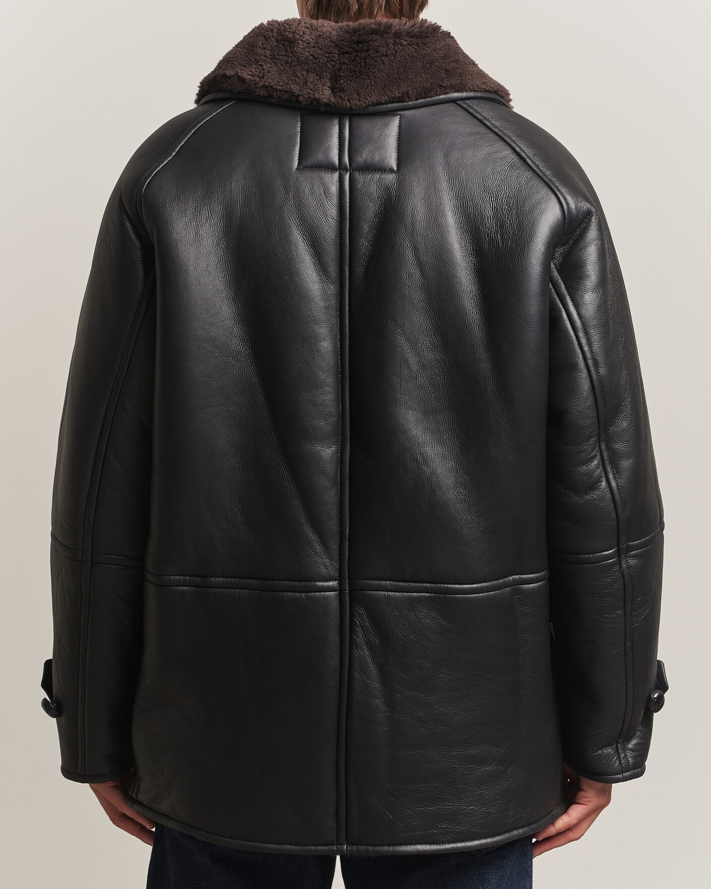 Herren | Jacken | Gant | Shearling Leather Peacoat Black