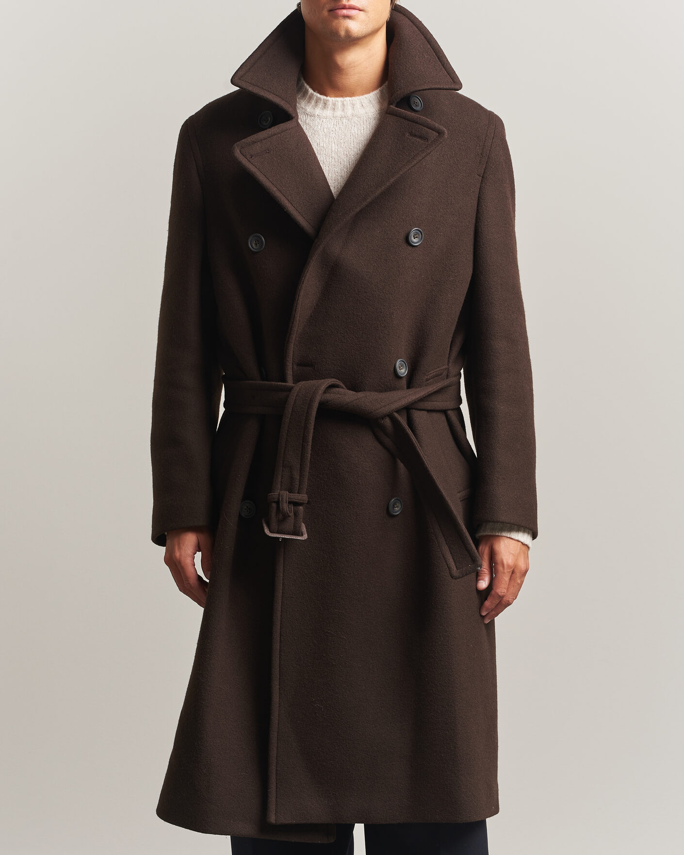 Herren | Jacken | Gant | Wool Double Breasted Belted Coat Black Brown