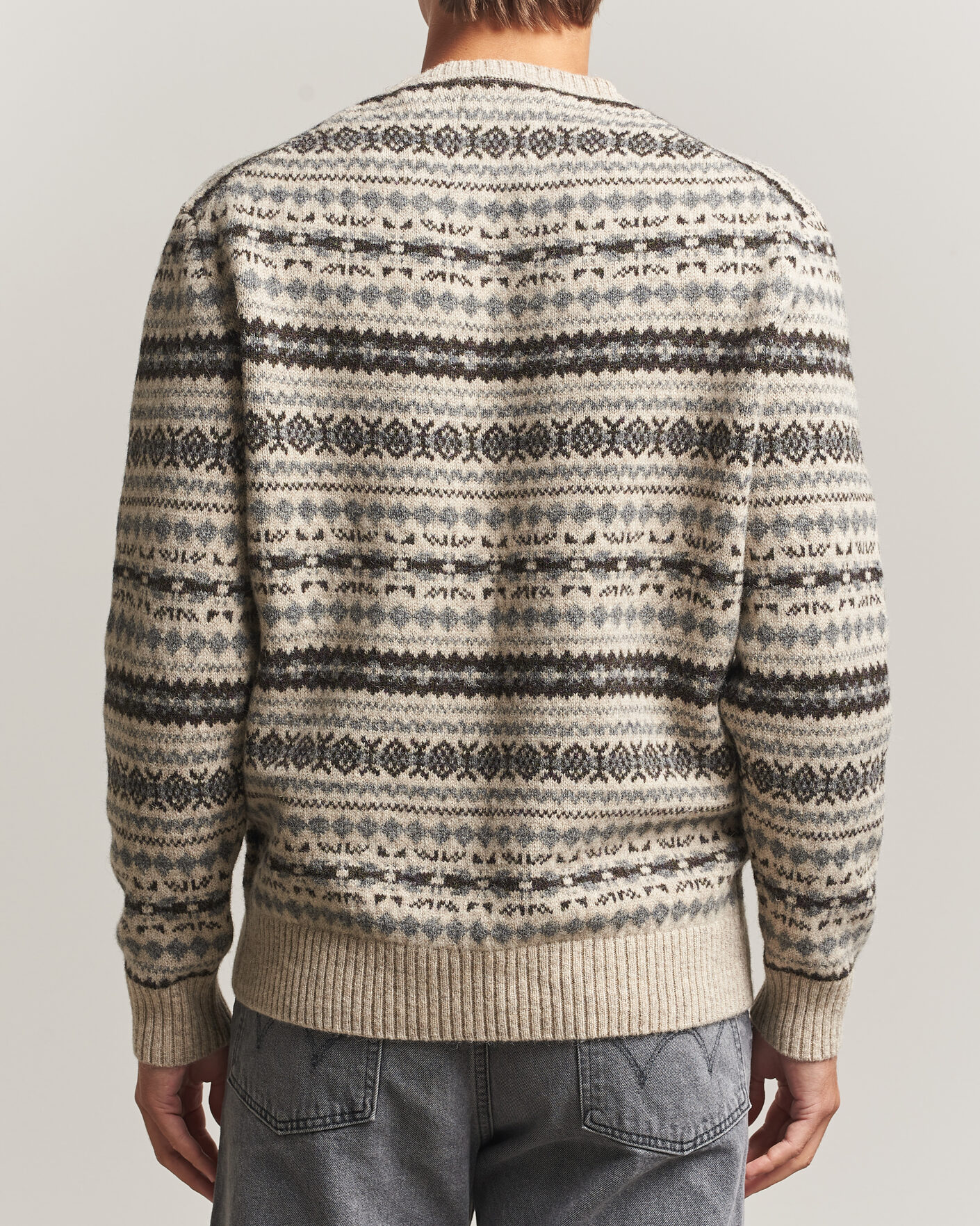 Herren | Pullover | Gant | Brushed Wool Fair Isle Sweater Light Beige Melange