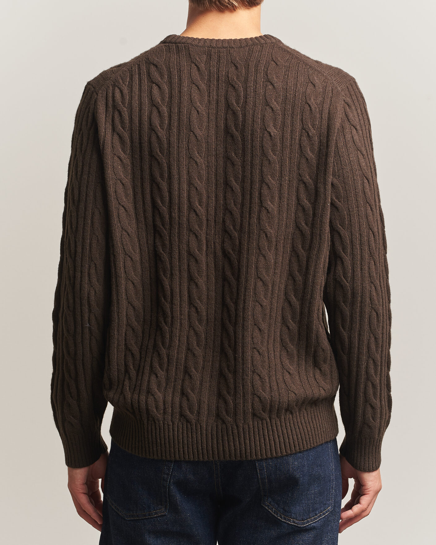 Herren | Pullover | Gant | Lambswool Cable Crew Neck Black Brown