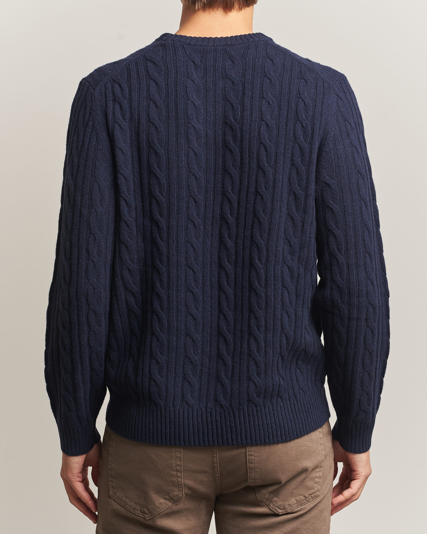 Herren | Pullover | Gant | Lambswool Cable Crew Neck Evening Blue