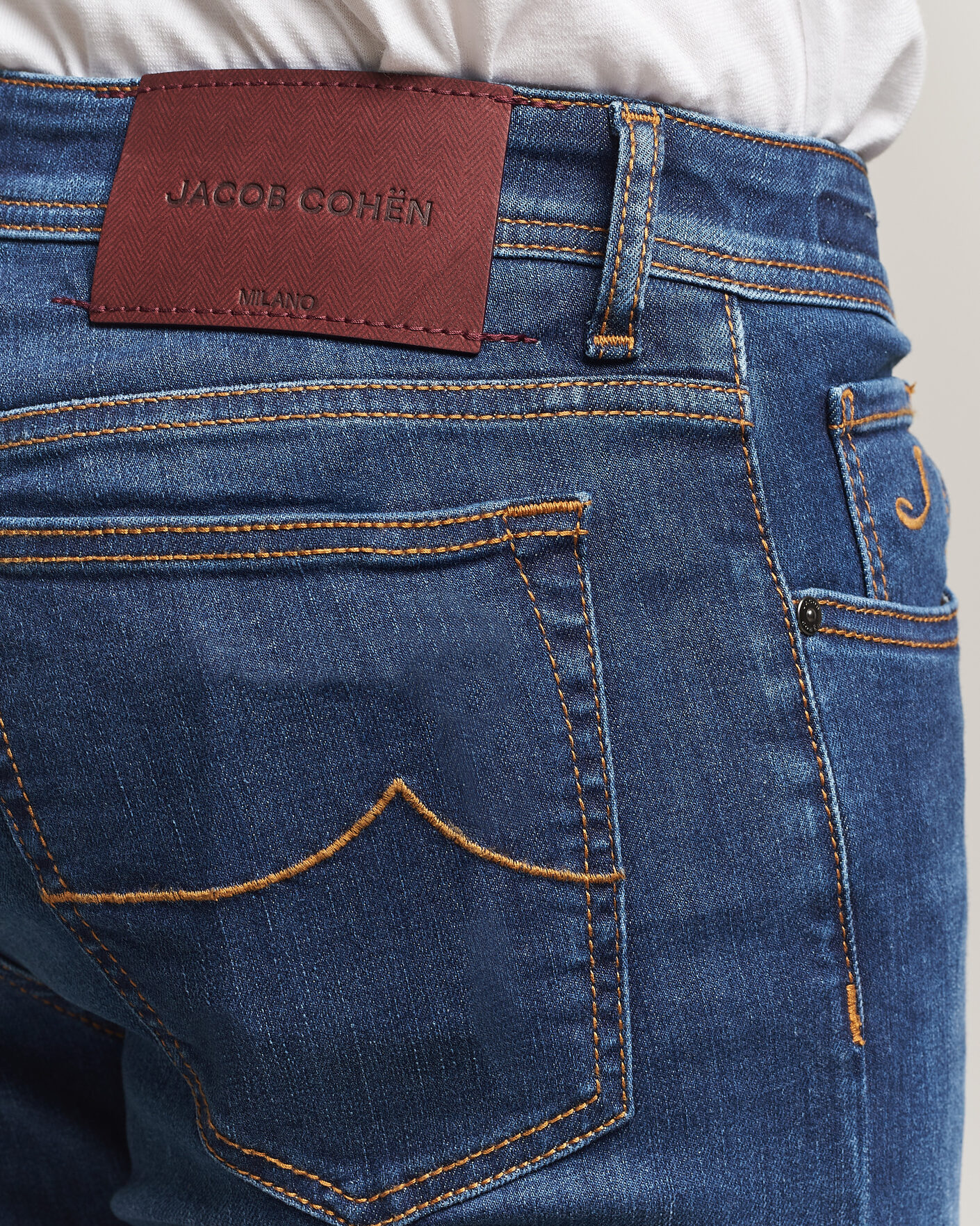 Herren | Jeans | Jacob Cohën | Bard Slim Fit Vintage Wash Stretch Jeans Mid Blue