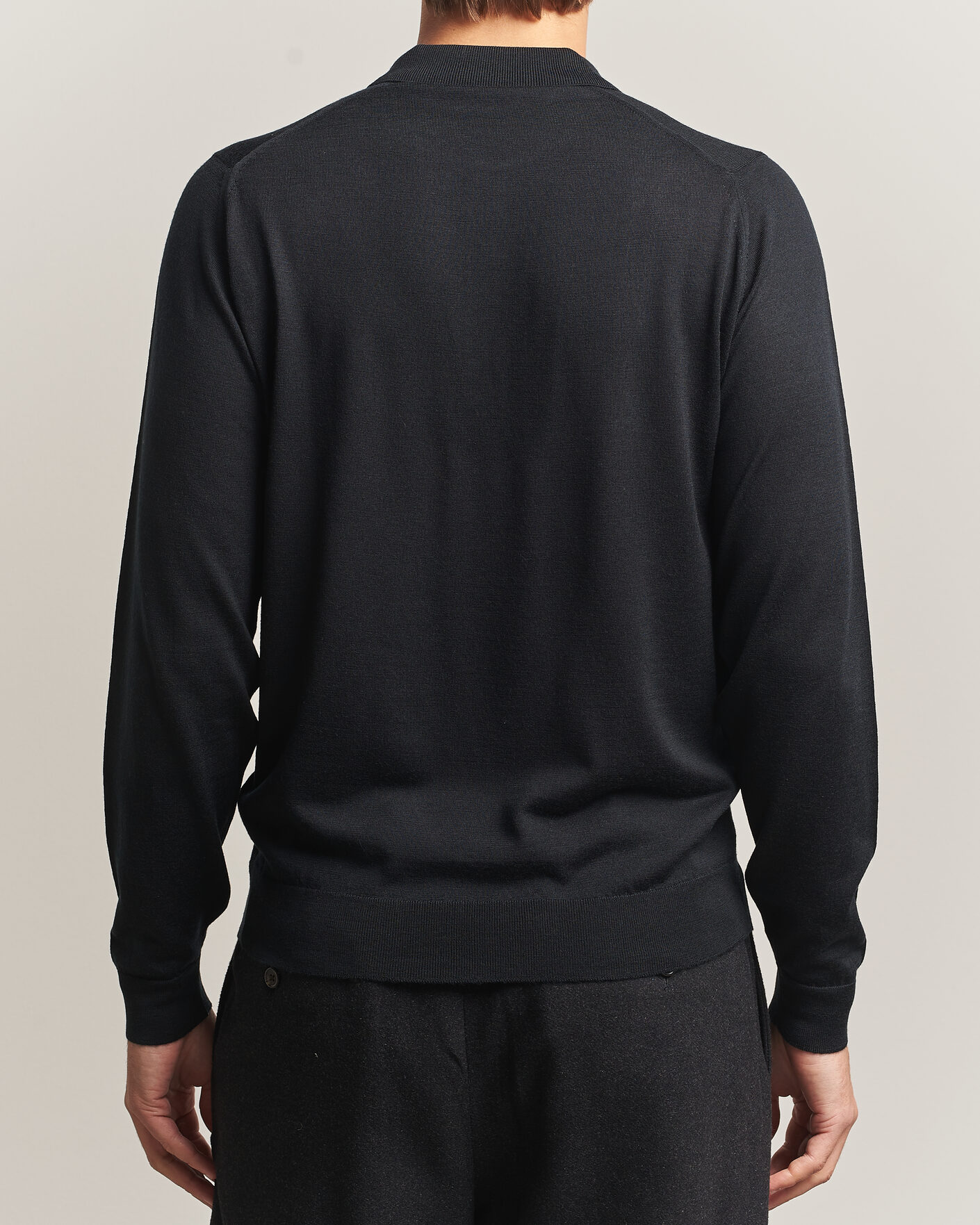 Herren | Pullover | John Smedley | Belper Extra Fine Merino Polo Pullover Black