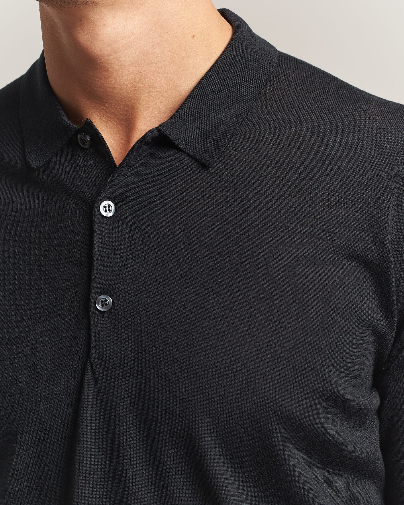 Herren | Pullover | John Smedley | Belper Extra Fine Merino Polo Pullover Black