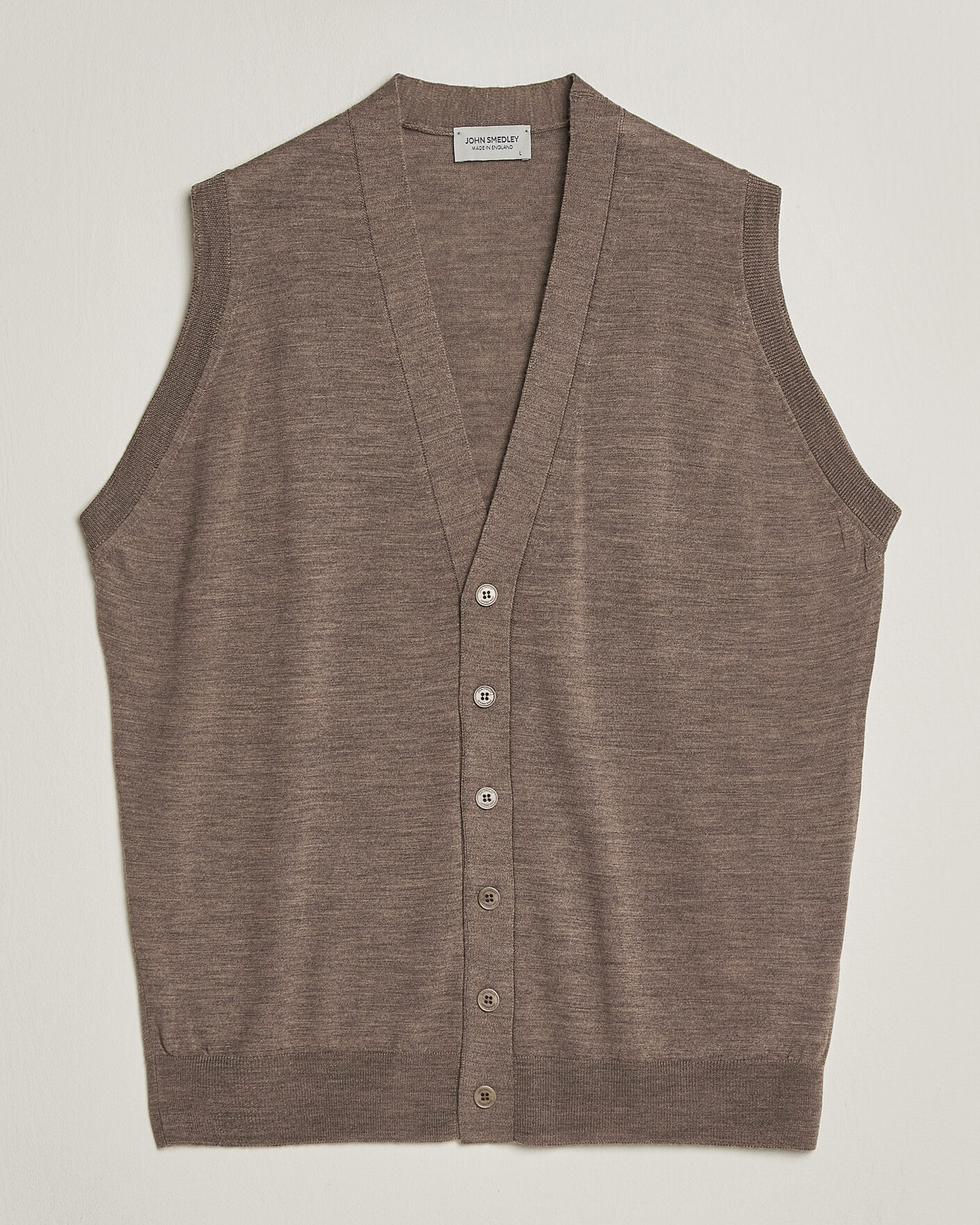 Herren | Pullover | John Smedley | Bolton Extra Fine Merino Waistcoat Mushroom Brown
