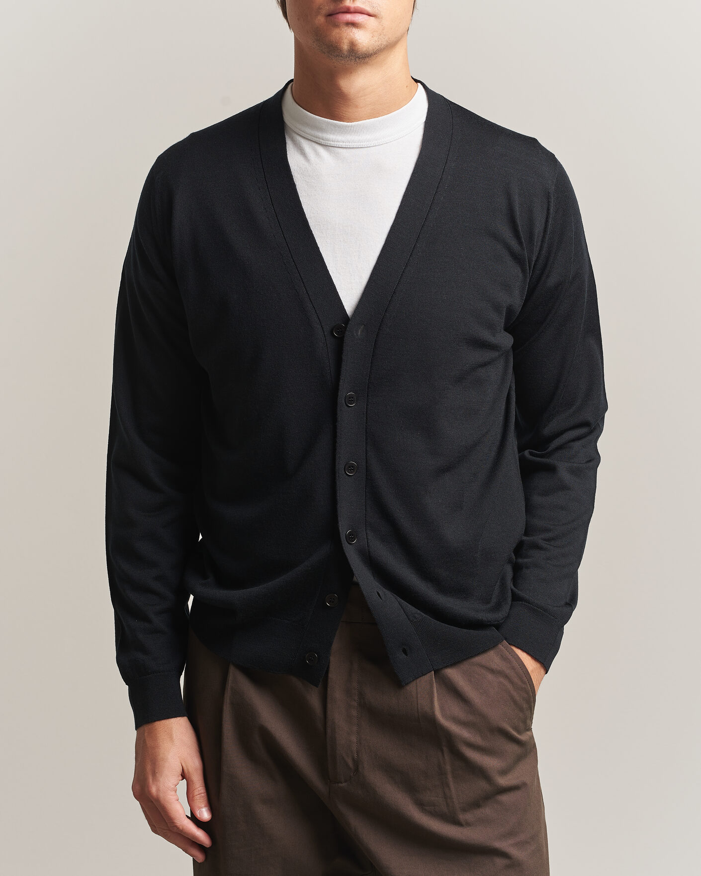 Herren | Pullover | John Smedley | Bradrick Extra Fine Merino Cardigan Black