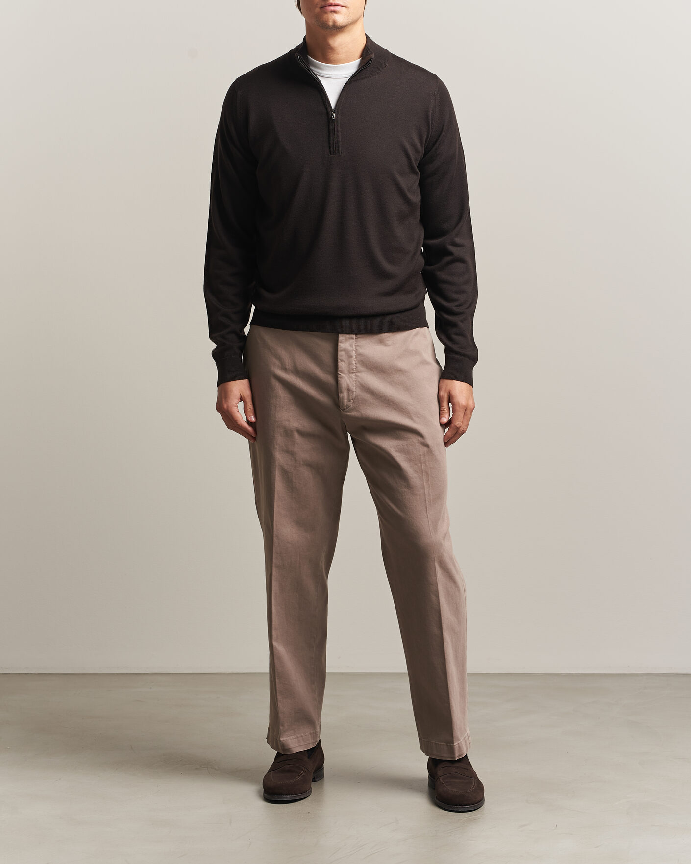 Herren | Pullover | John Smedley | Tapton Extra Fine Merino Half Zip Faulkner Brown