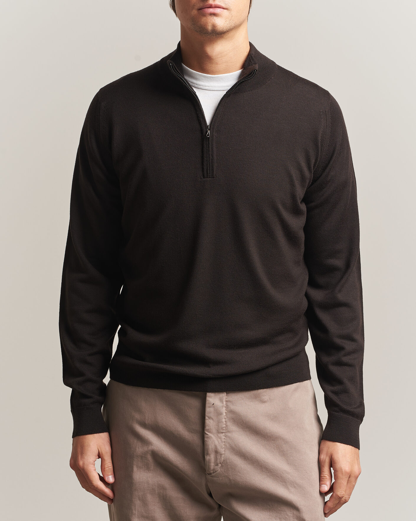 Herren | Pullover | John Smedley | Tapton Extra Fine Merino Half Zip Faulkner Brown