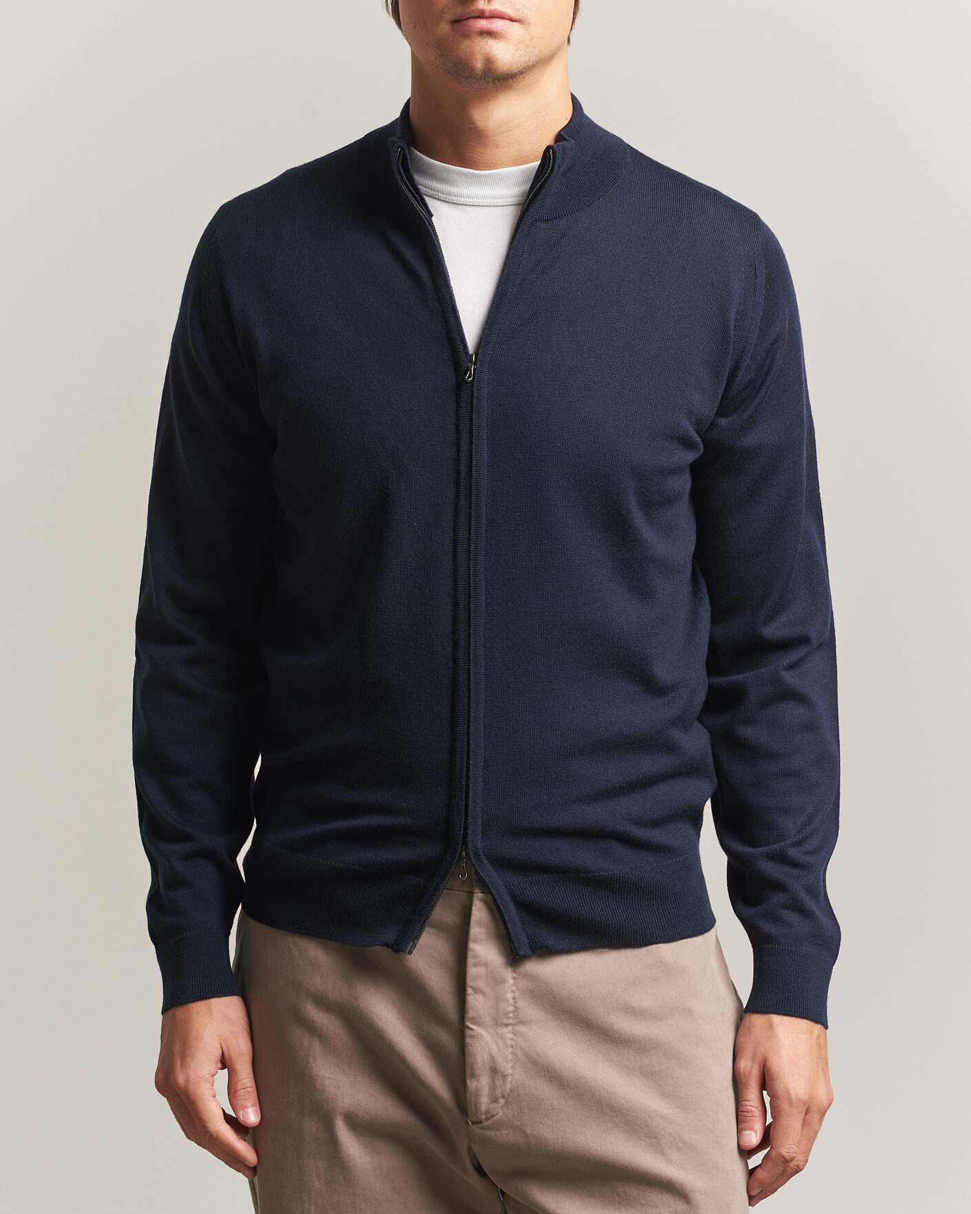 Herren | Pullover | John Smedley | Claygate Extra Fine Merino Full Zip Midnight