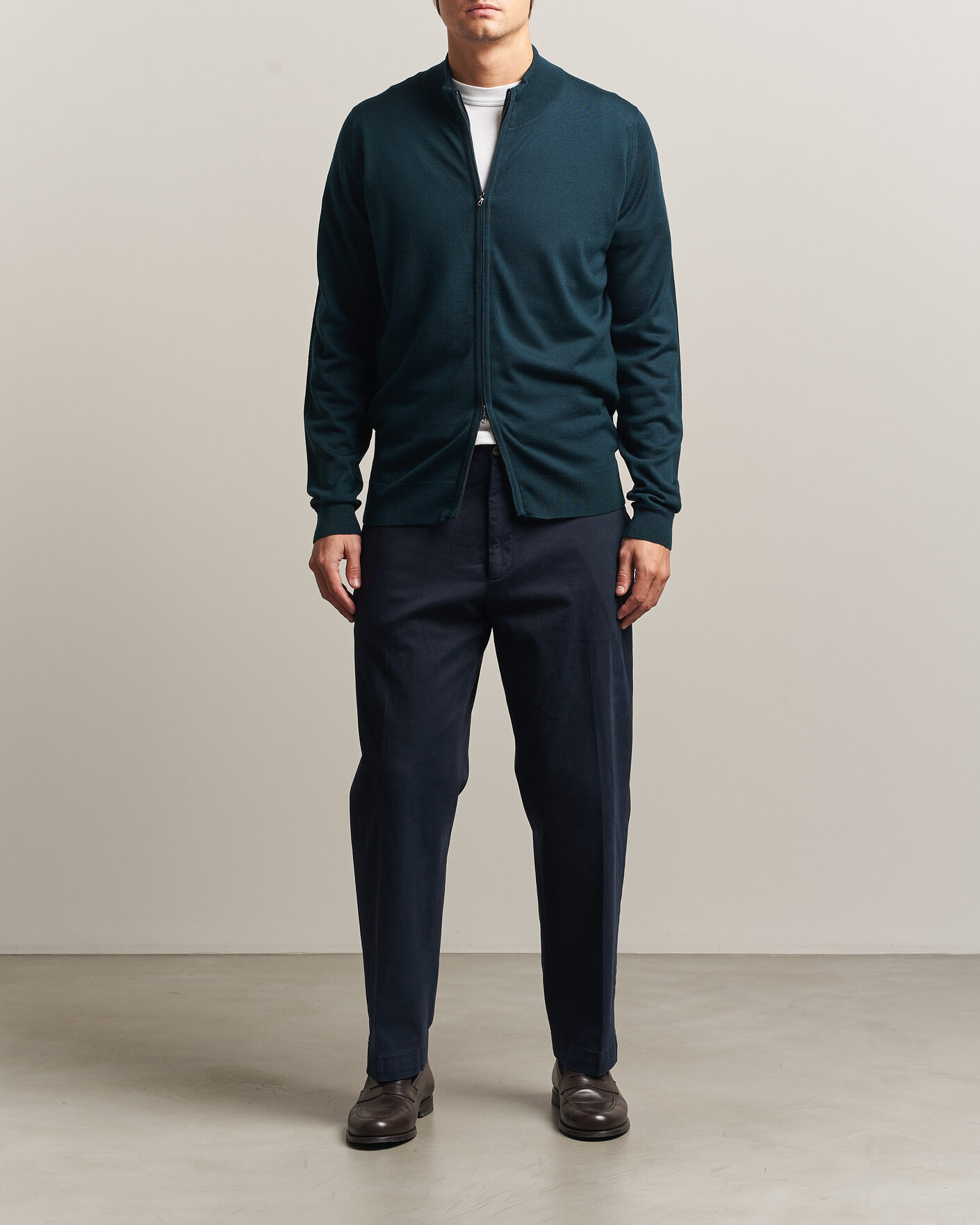 Herren | Pullover | John Smedley | Claygate Extra Fine Merino Full Zip Richardson Green