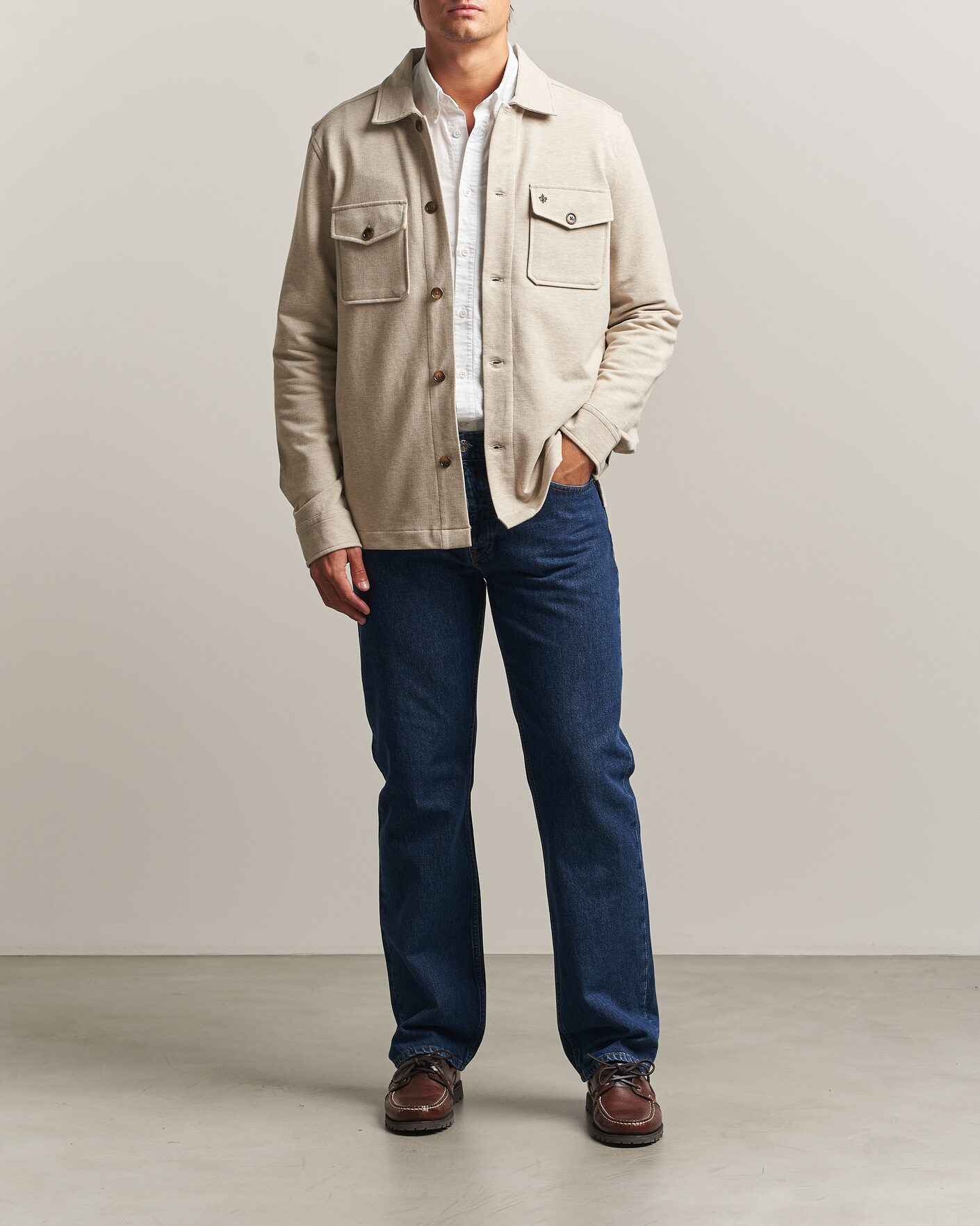 Herren | Hemden | Morris | Andrew Jersey Overshirt Khaki