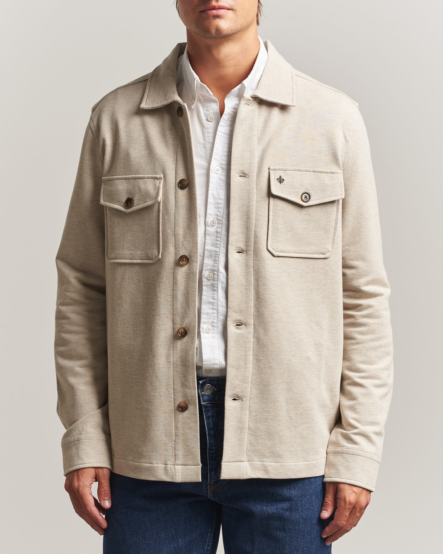 Herren | Hemden | Morris | Andrew Jersey Overshirt Khaki
