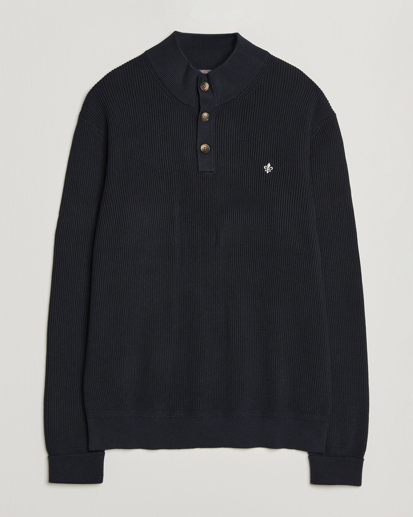 Herren | Pullover | Morris | Niall Half Button Sweater Old Blue