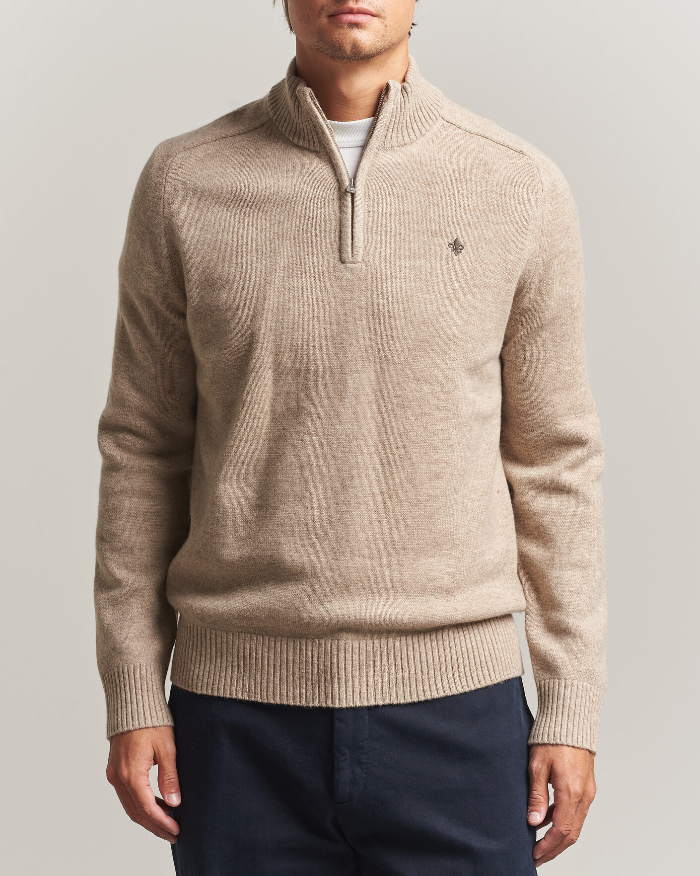 Herren | Pullover | Morris | Hertford Lambswool Half Zip Khaki