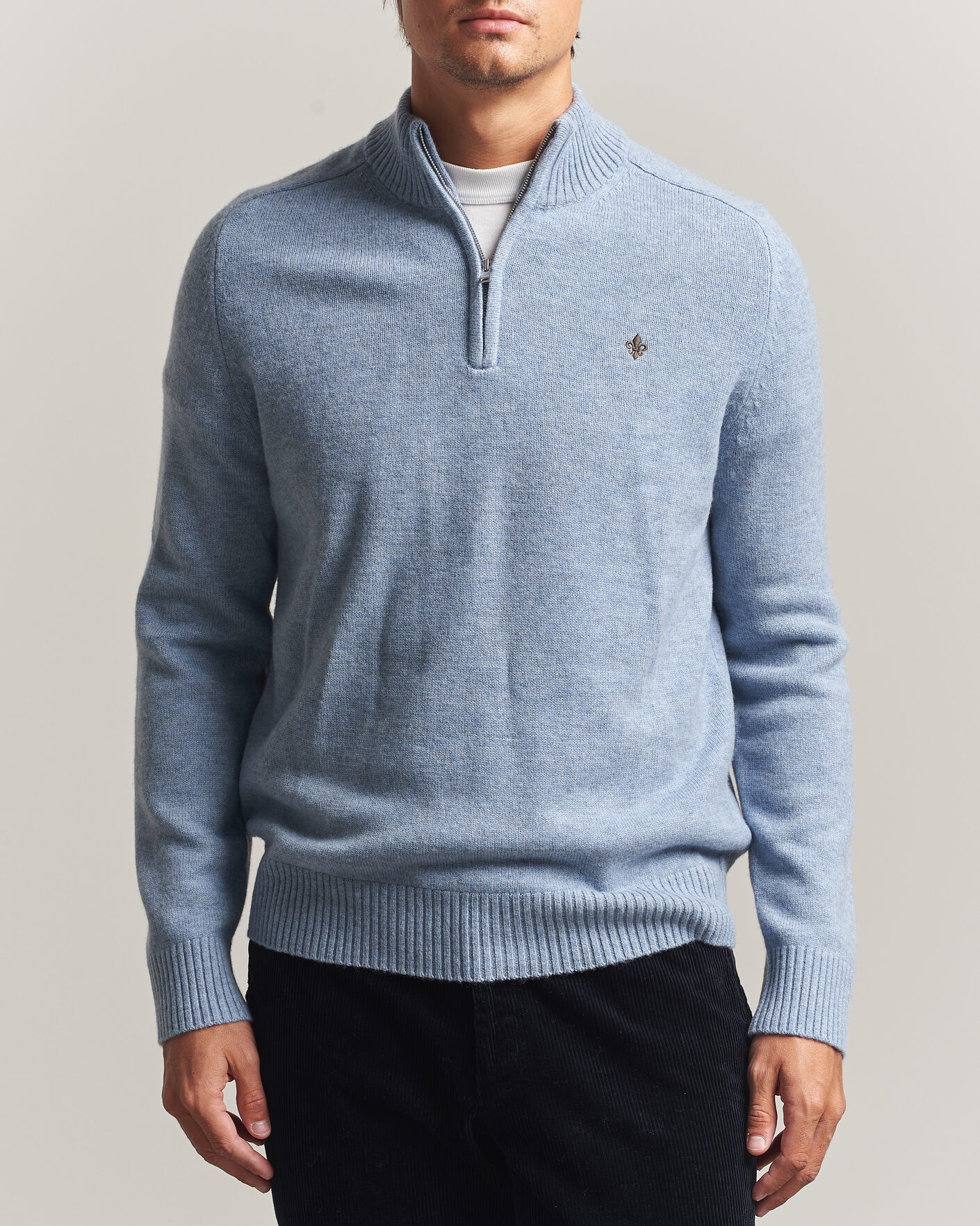 Herren | Pullover | Morris | Hertford Lambswool Half Zip Blue