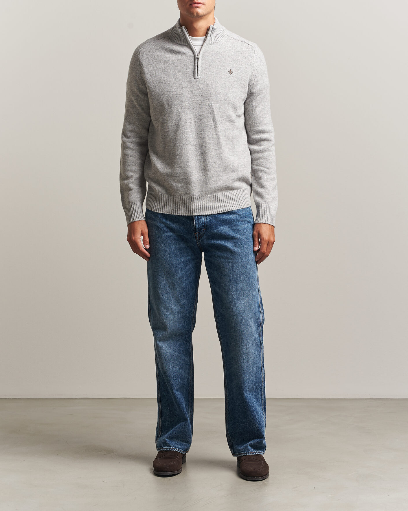 Herren | Pullover | Morris | Hertford Lambswool Half Zip Grey