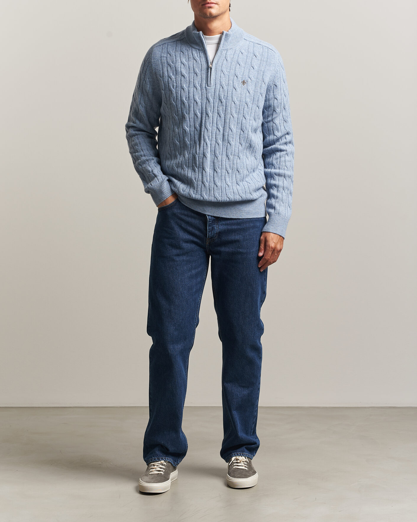 Herren | Pullover | Morris | Hertford Cable Half Zip Blue