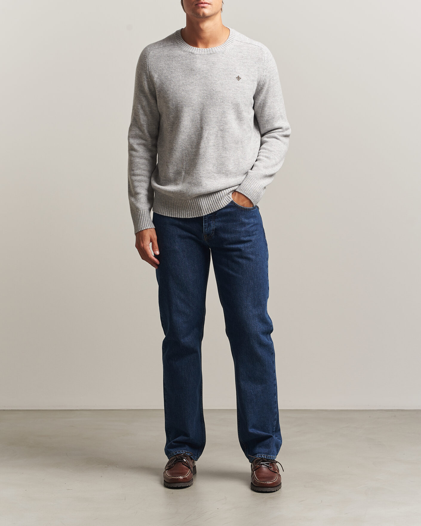 Herren | Pullover | Morris | Hertford Lambswool Crew Neck Grey