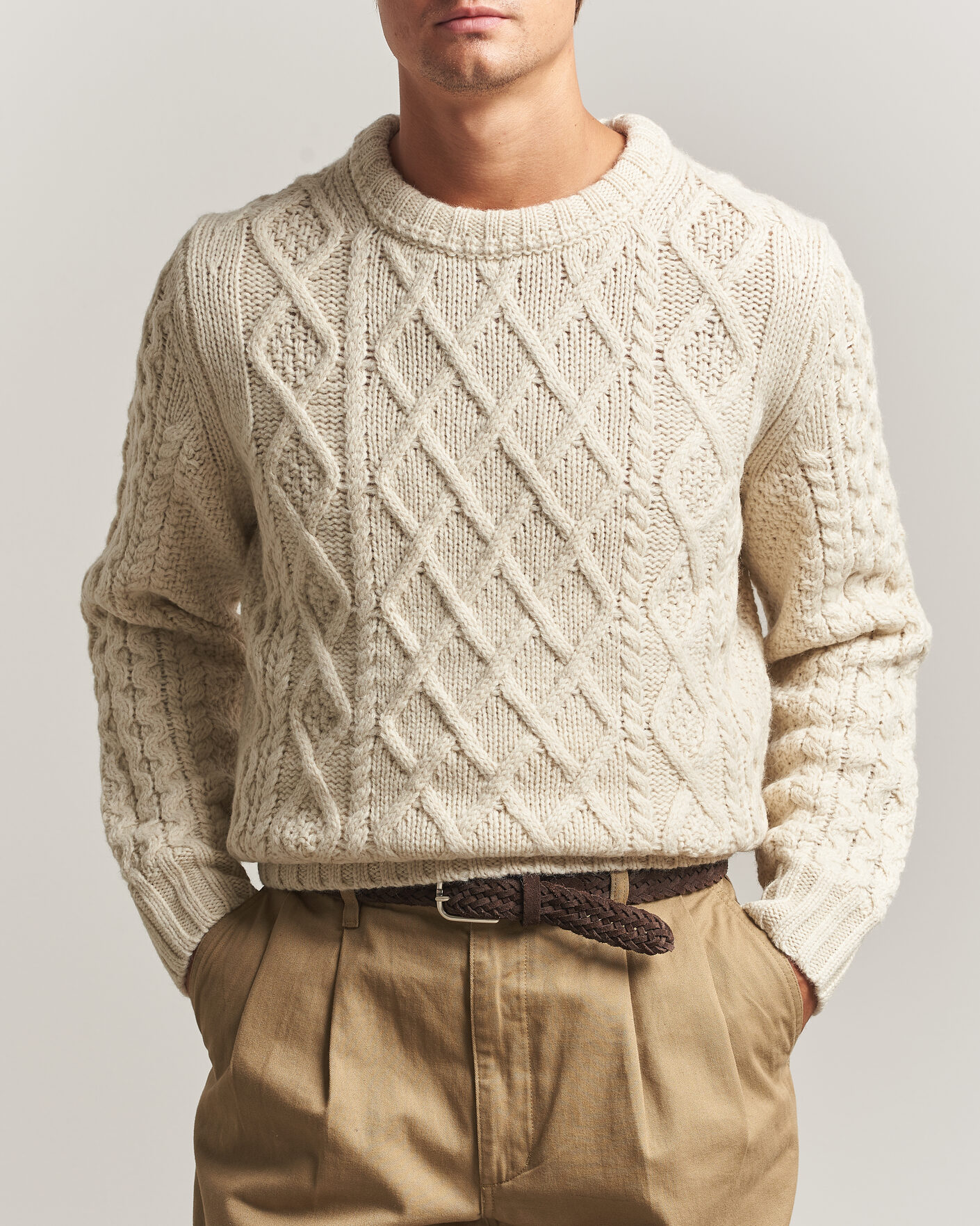 Herren | Pullover | Morris | Ramsey Cable Sweater Off White