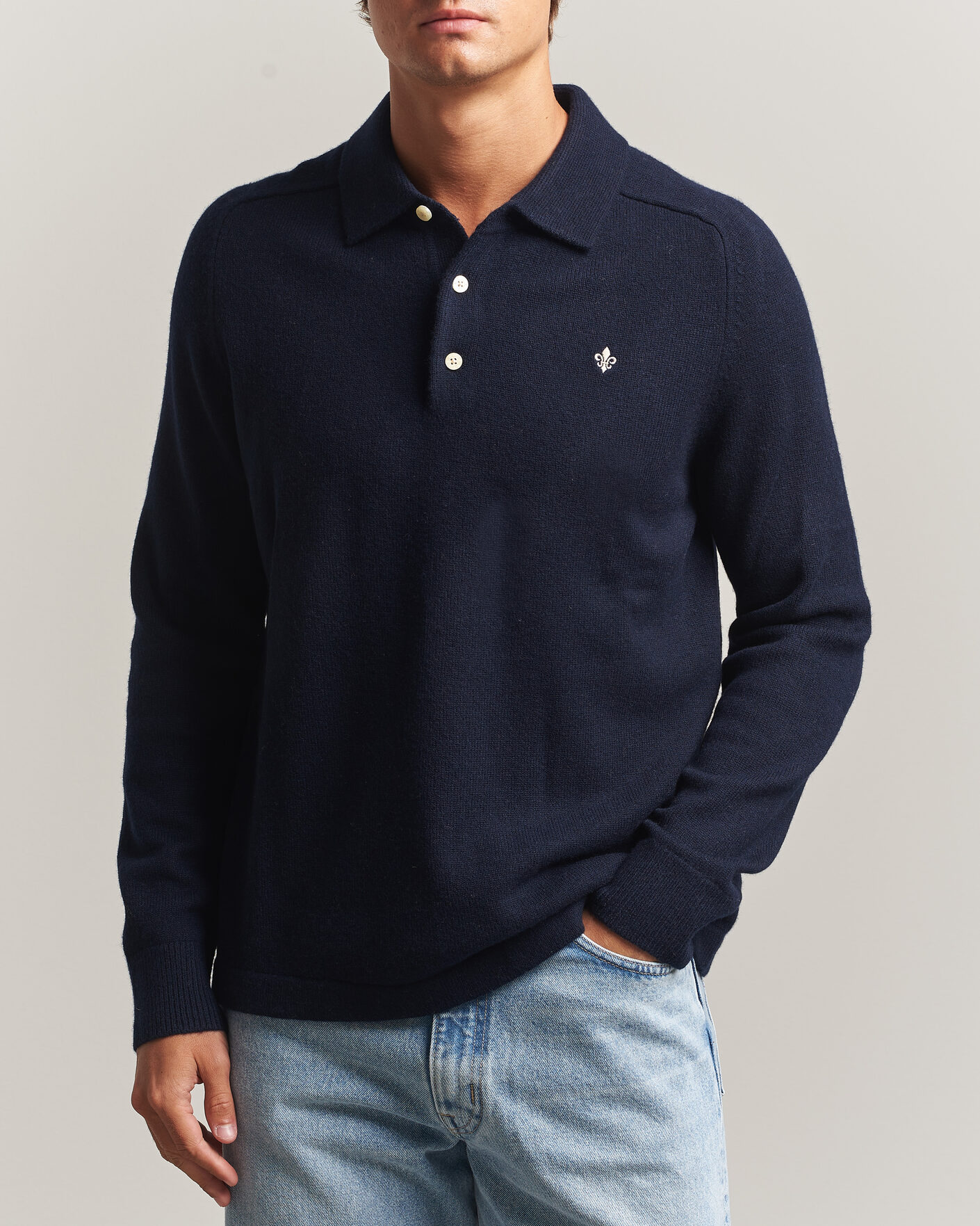Herren | Pullover | Morris | Hetford Knitted Polo Navy