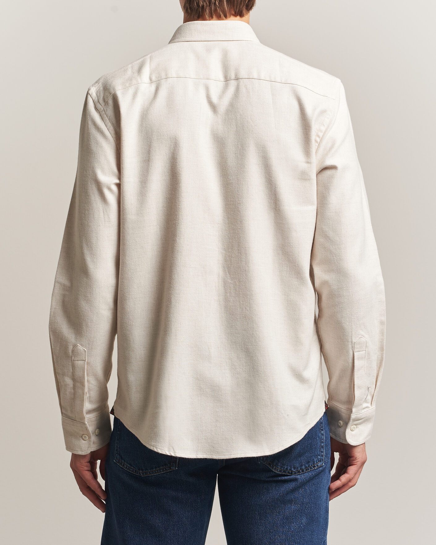 Herren | Hemden | Morris | Flannel Herringbone Shirt Off White