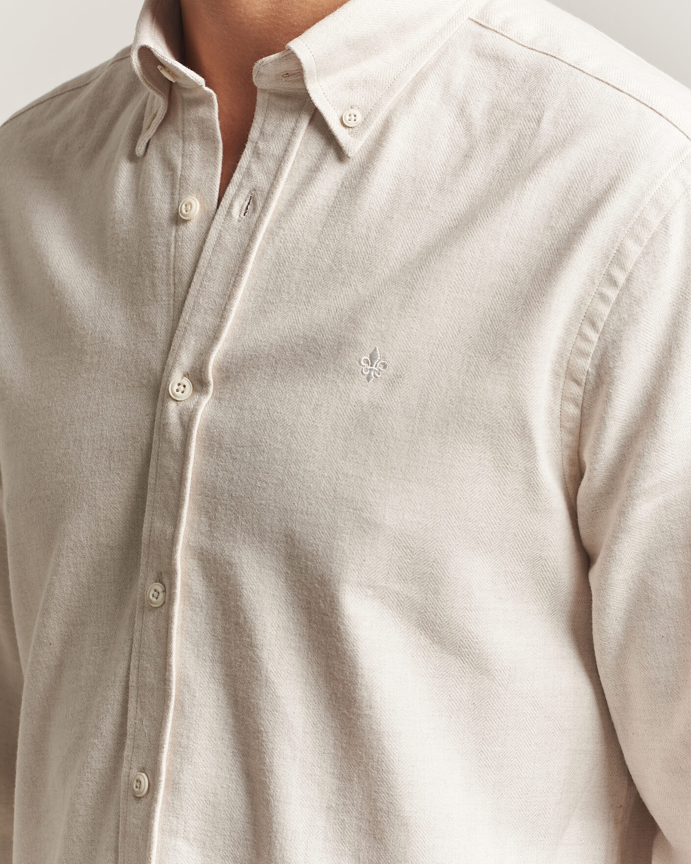 Herren | Hemden | Morris | Flannel Herringbone Shirt Off White