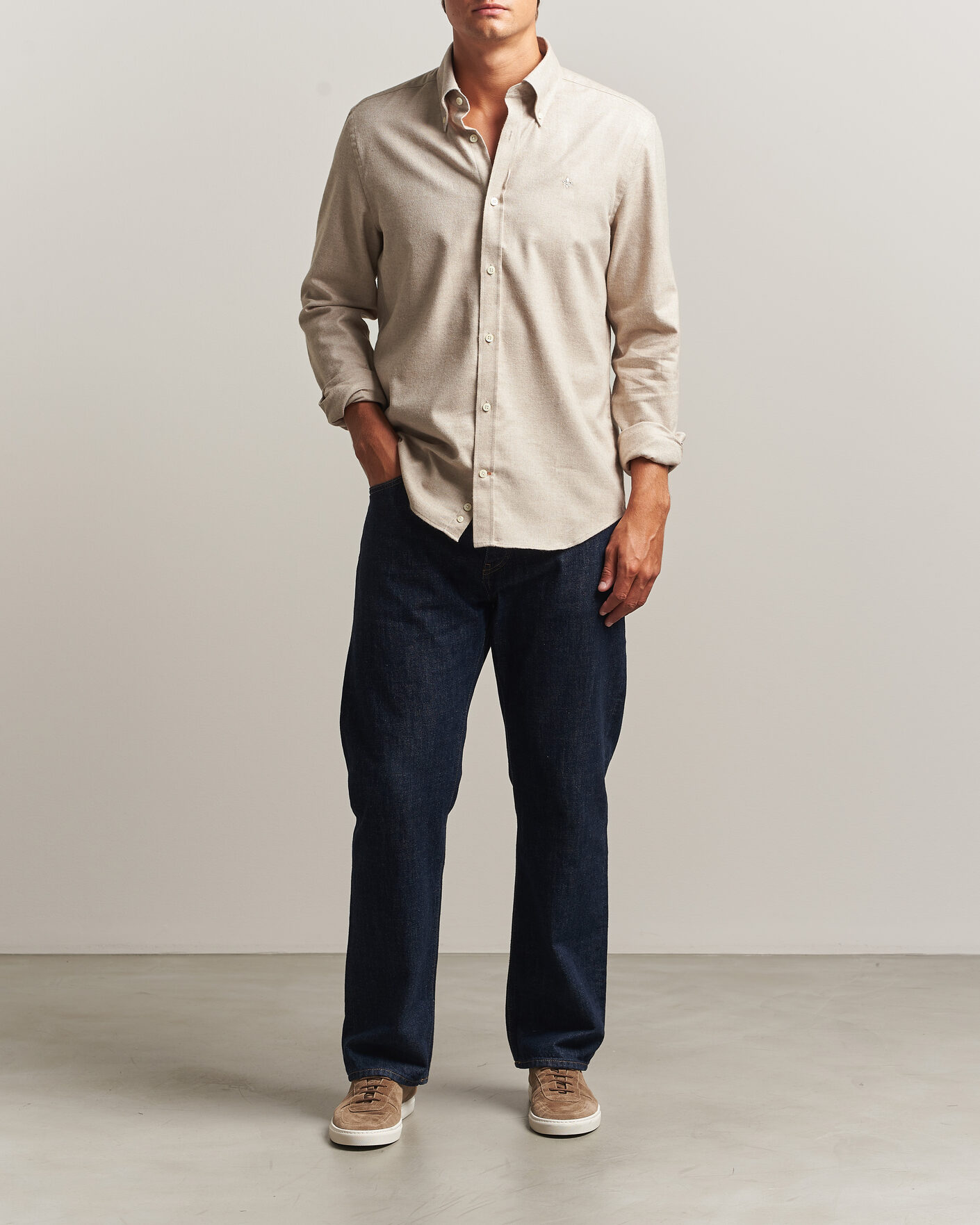 Herren | Hemden | Morris | Cashmere Twill Shirt Khaki