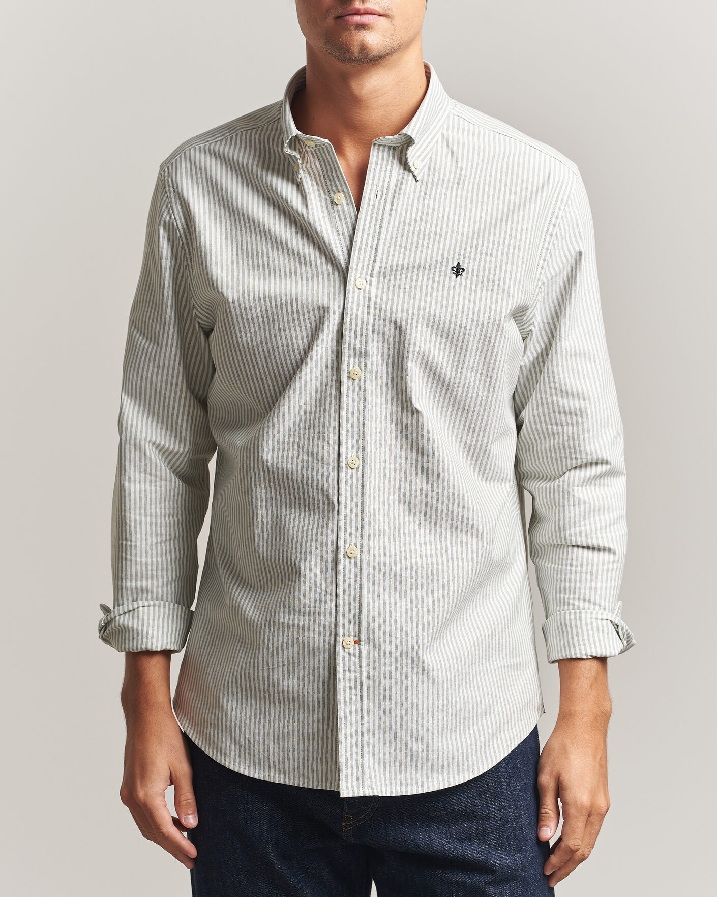 Herren | Hemden | Morris | Douglas Oxford Stripe Shirt Olive