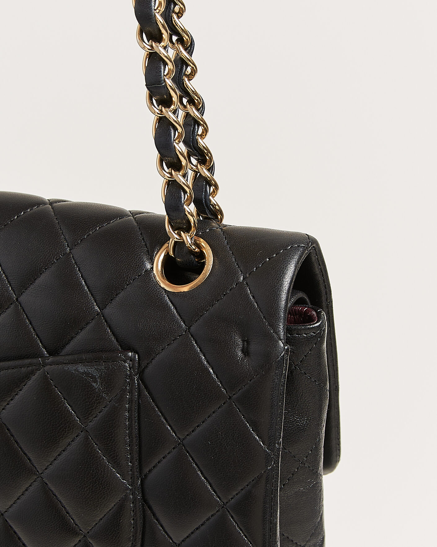 Herren | Chanel Pre-Owned Classic Medium Double Flap Bag Lambskin Black | Chanel Pre-Owned | Classic Medium Double Flap Bag Lambskin Black