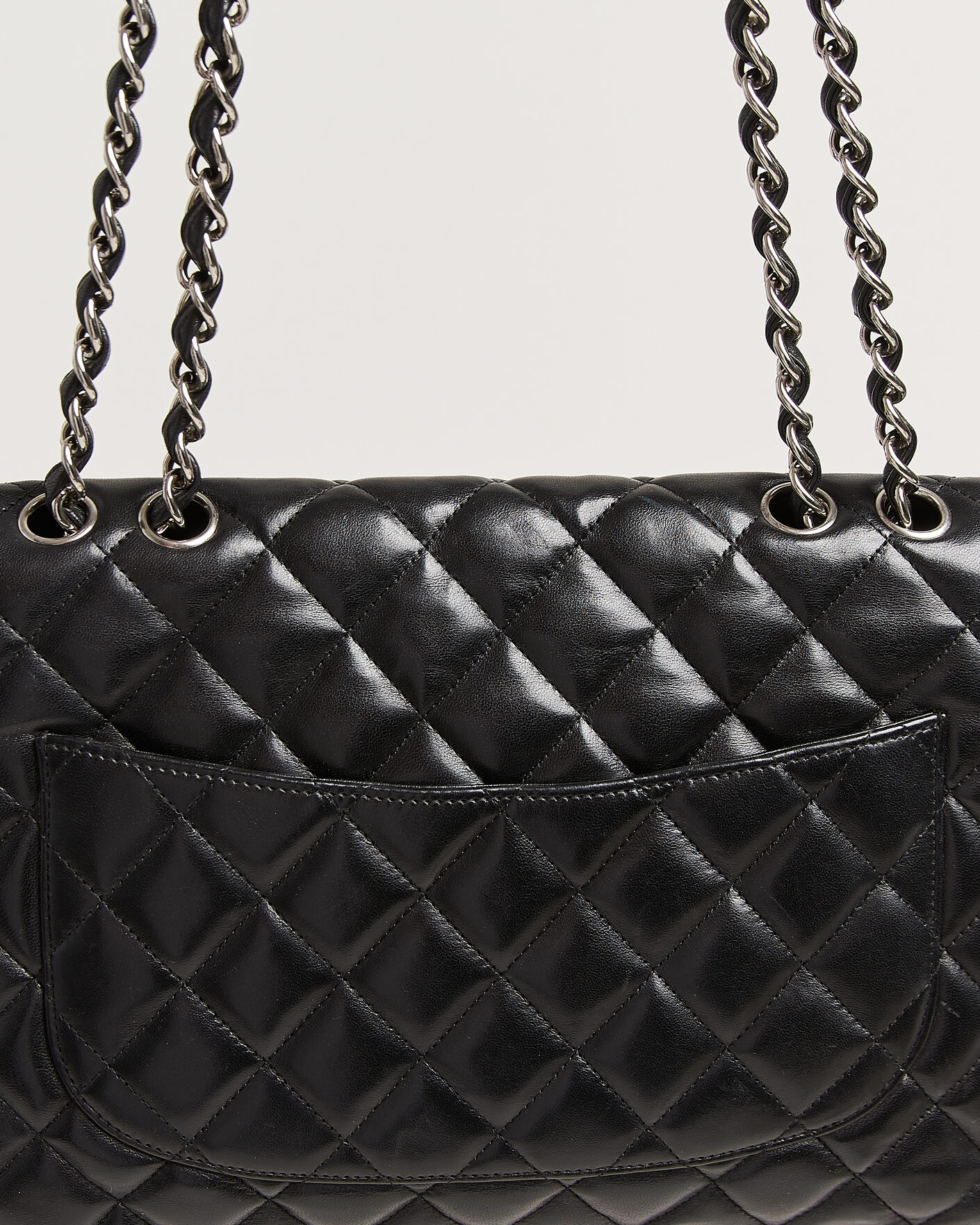 Herren | Chanel Pre-Owned Classic Jumbo Single Flap Bag Lambskin Black | Chanel Pre-Owned | Classic Jumbo Single Flap Bag Lambskin Black