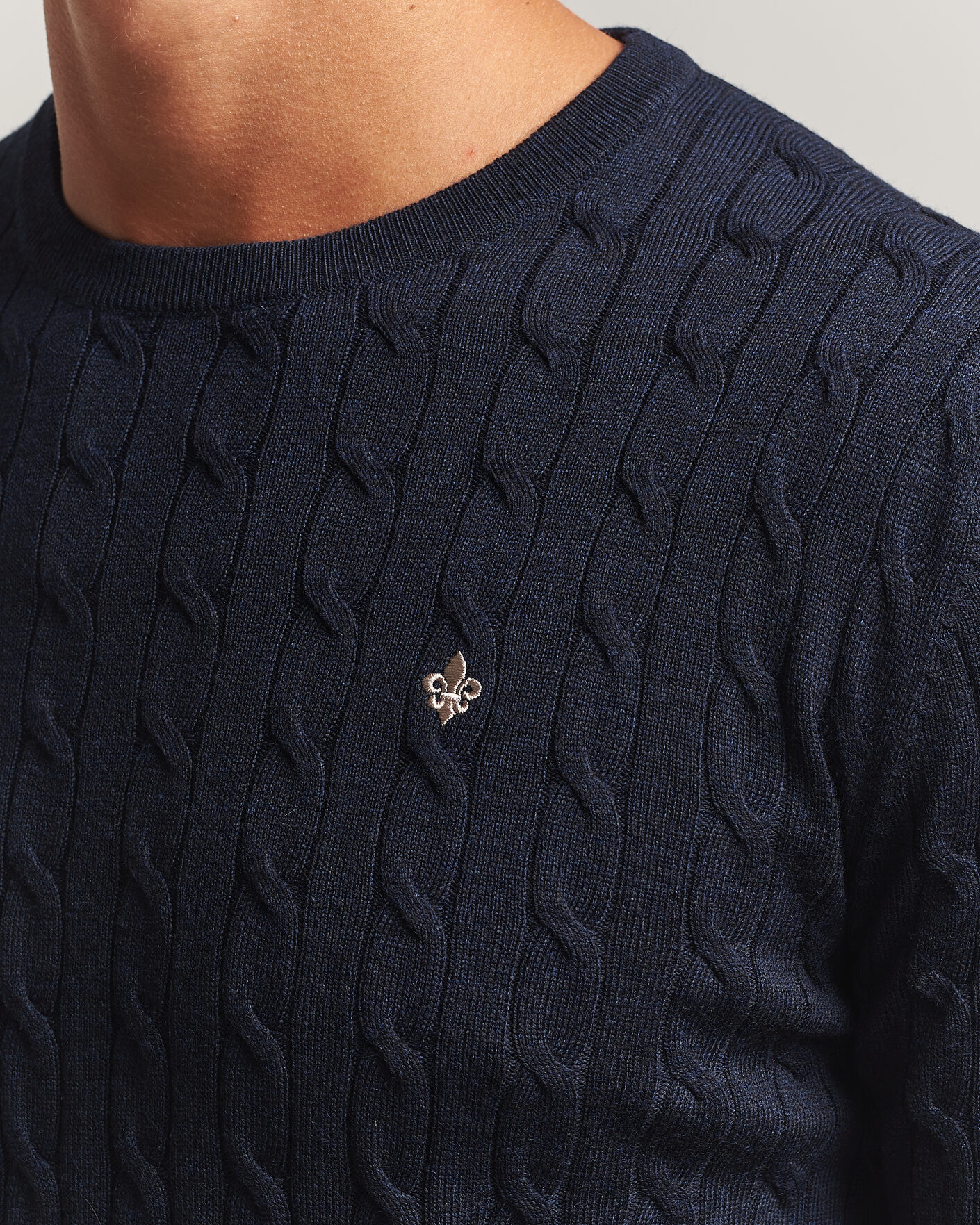 Herren | Pullover | Morris | Merino Cable O-Neck Navy