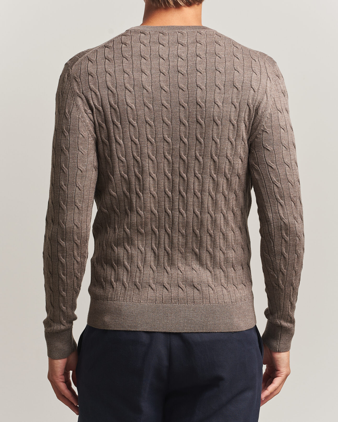 Herren | Pullover | Morris | Merino Cable O-Neck Brown