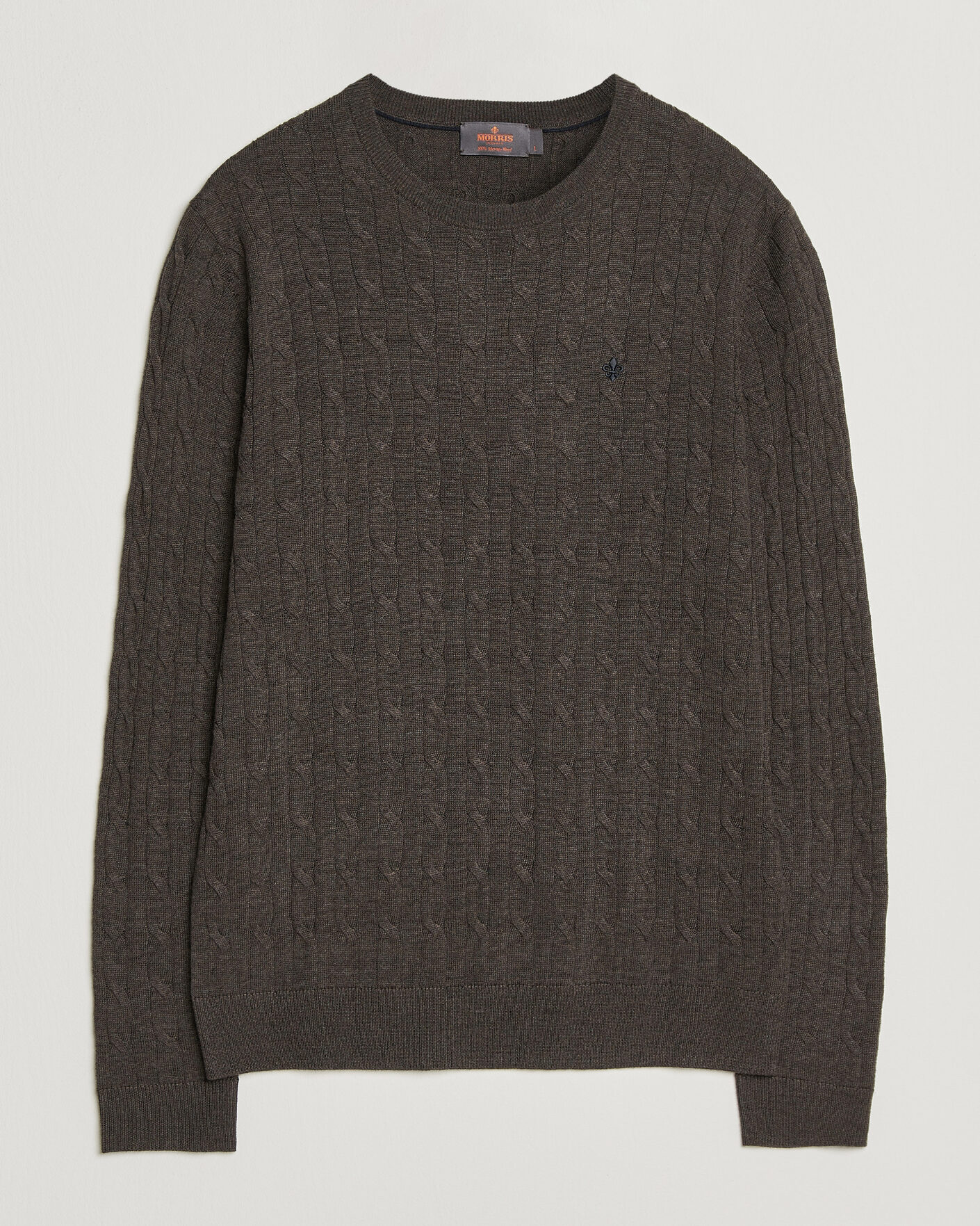Herren | Pullover | Morris | Merino Cable O-Neck Brown