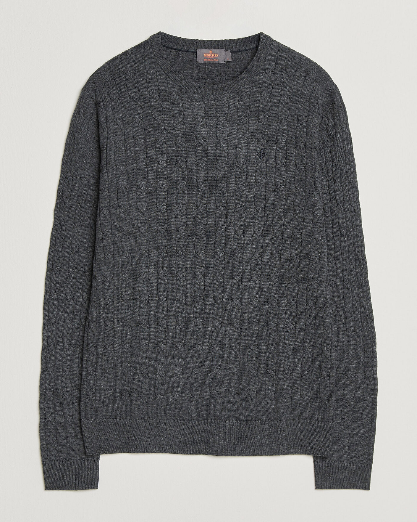 Herren | Pullover | Morris | Merino Cable O-Neck Grey