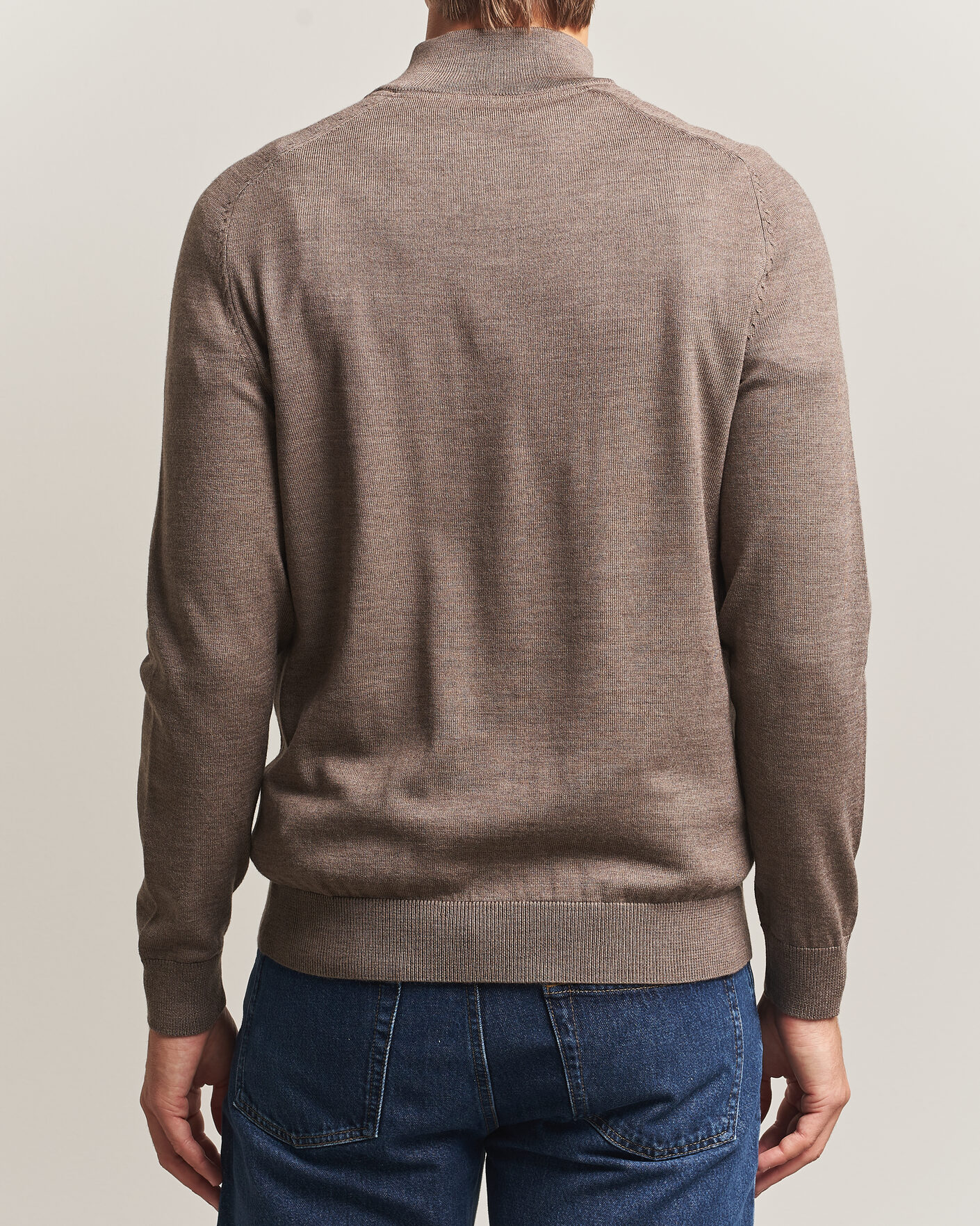 Herren | Pullover | Morris | John Merino Half Zip Brown