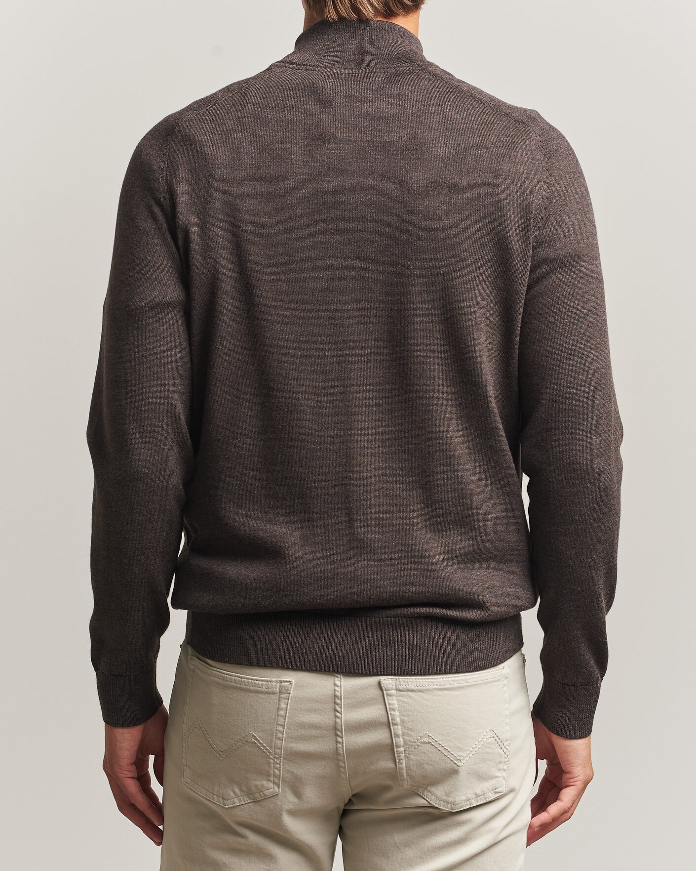 Herren | Pullover | Morris | John Merino Half Zip Brown