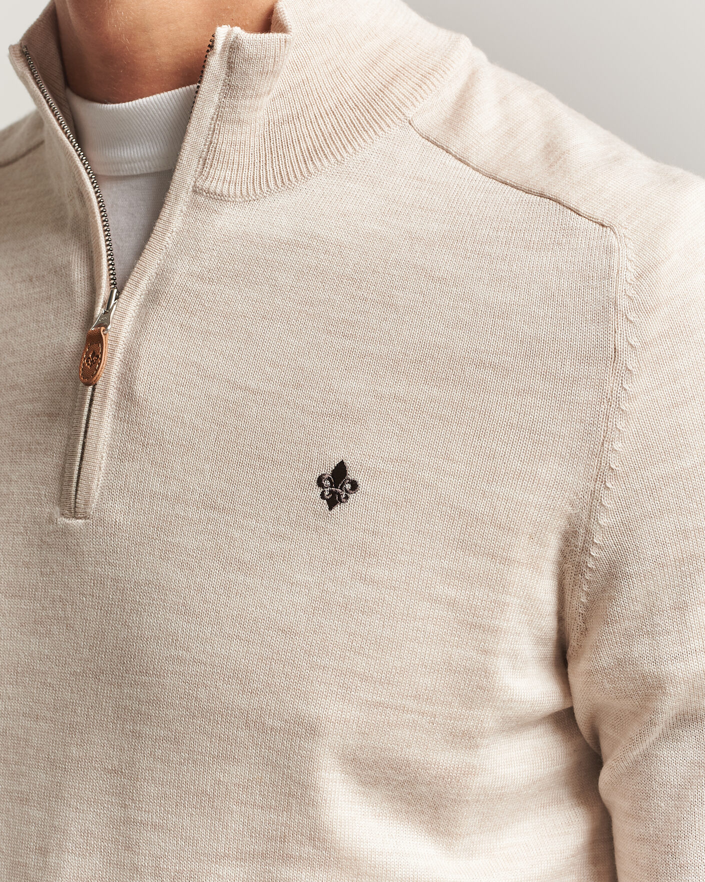 Herren | Pullover | Morris | John Merino Half Zip Off White