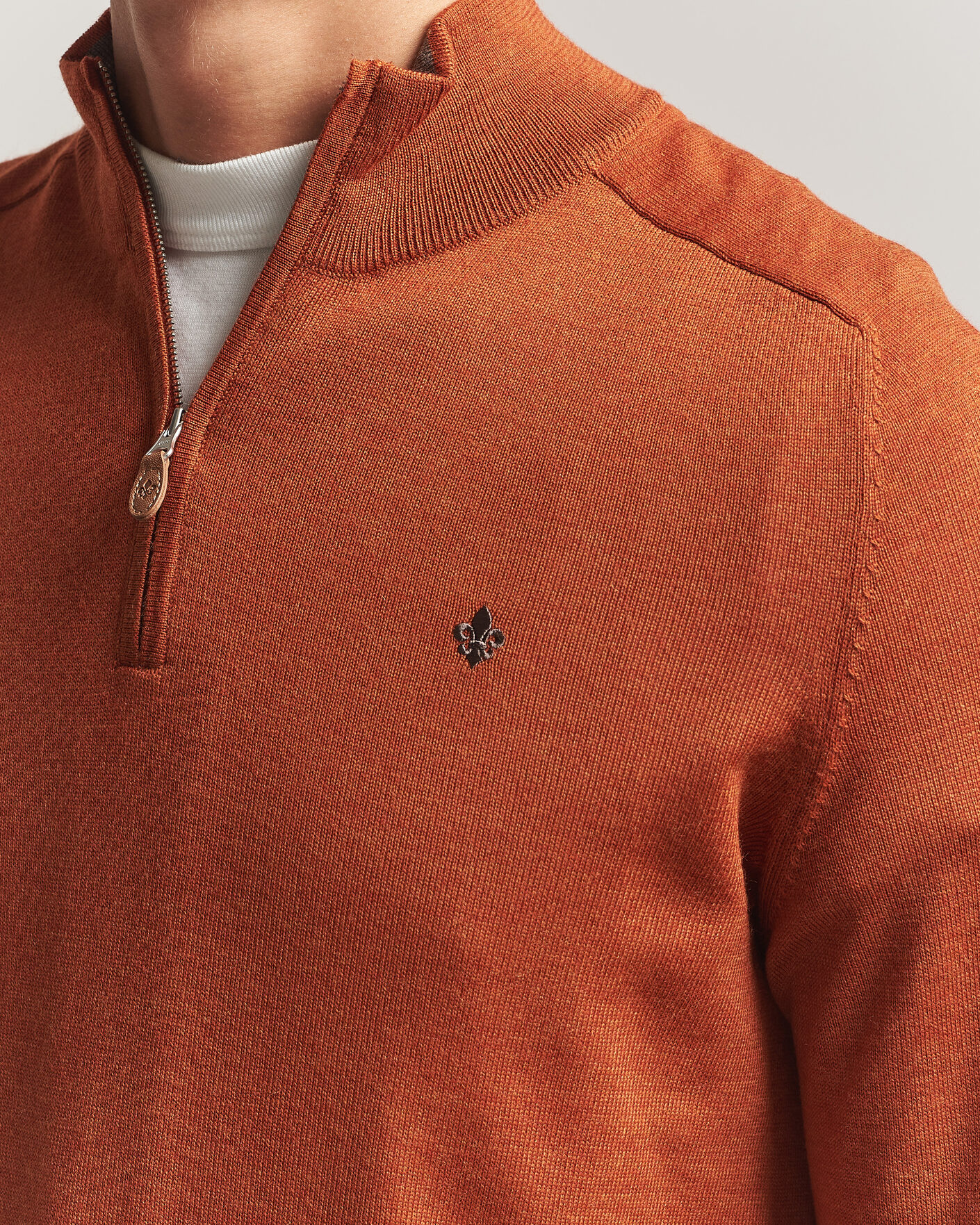 Herren | Pullover | Morris | John Merino Half Zip Orange