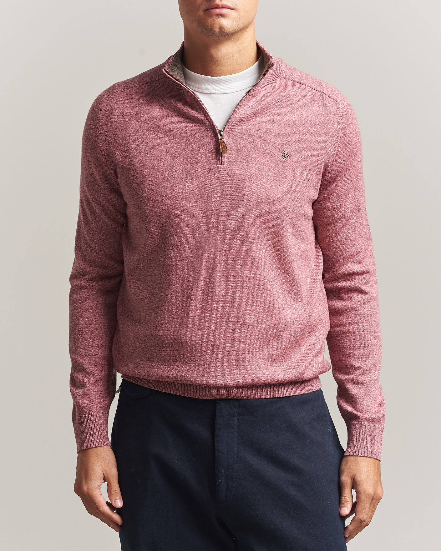 Herren | Pullover | Morris | John Merino Half Zip Cerise