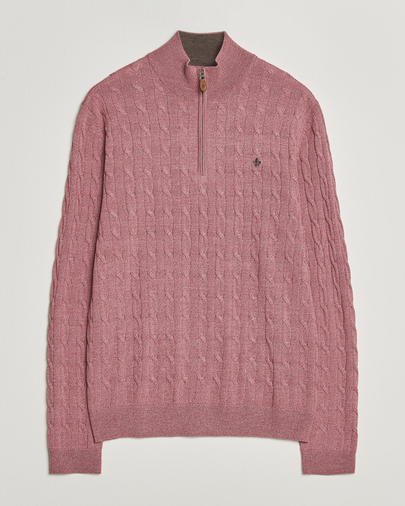 Herren | Pullover | Morris | Merino Cable Half Zip Cerise