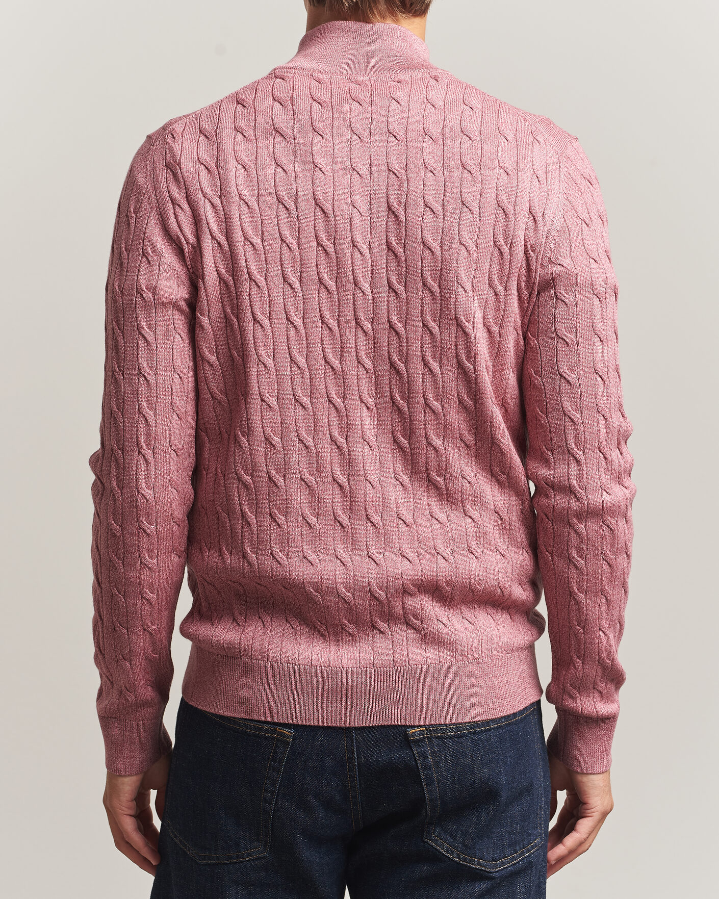 Herren | Pullover | Morris | Merino Cable Half Zip Cerise