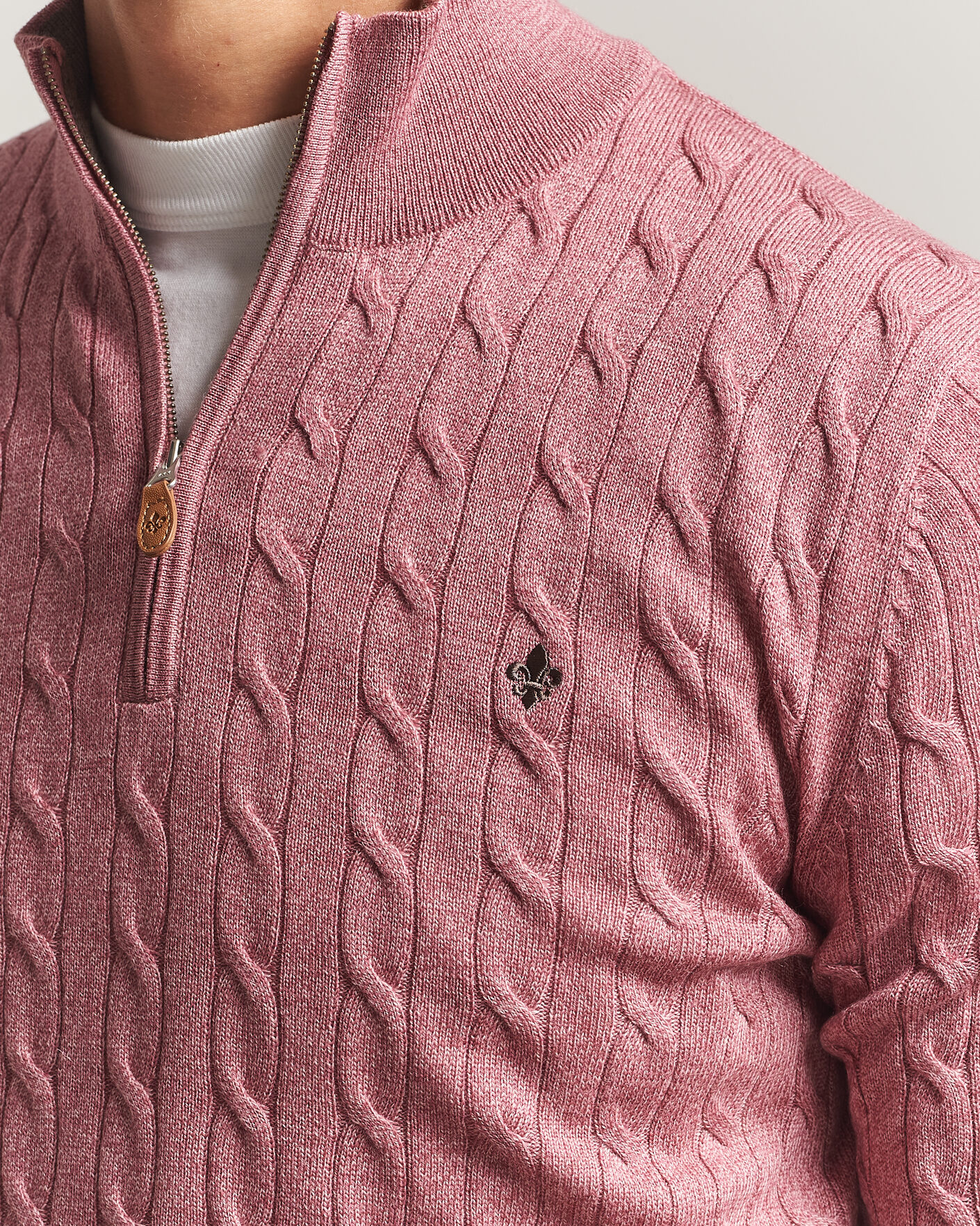 Herren | Pullover | Morris | Merino Cable Half Zip Cerise