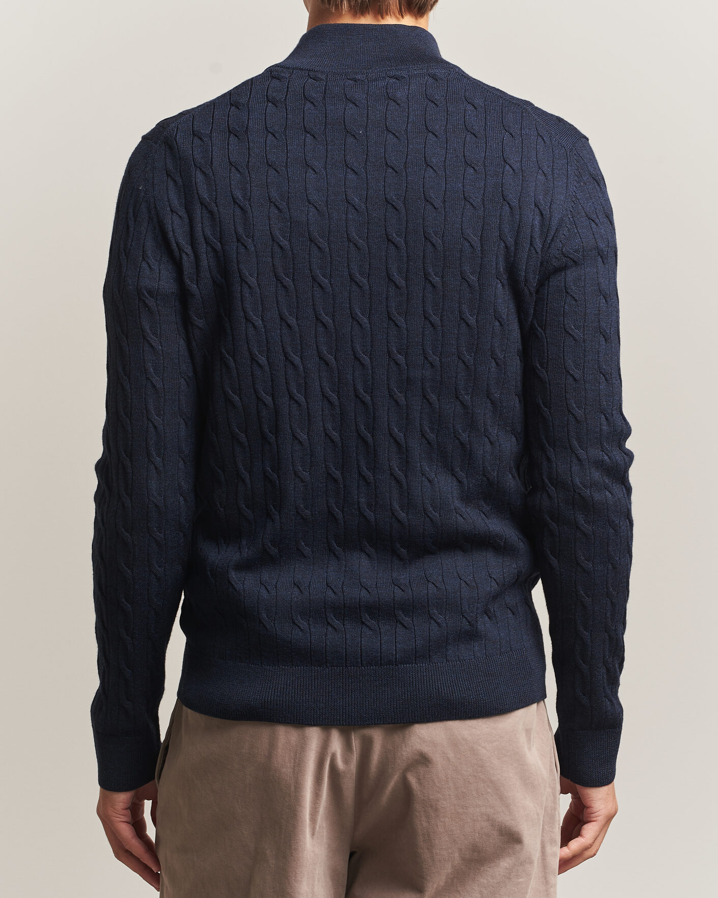 Herren | Pullover | Morris | Merino Cable Half Zip Navy