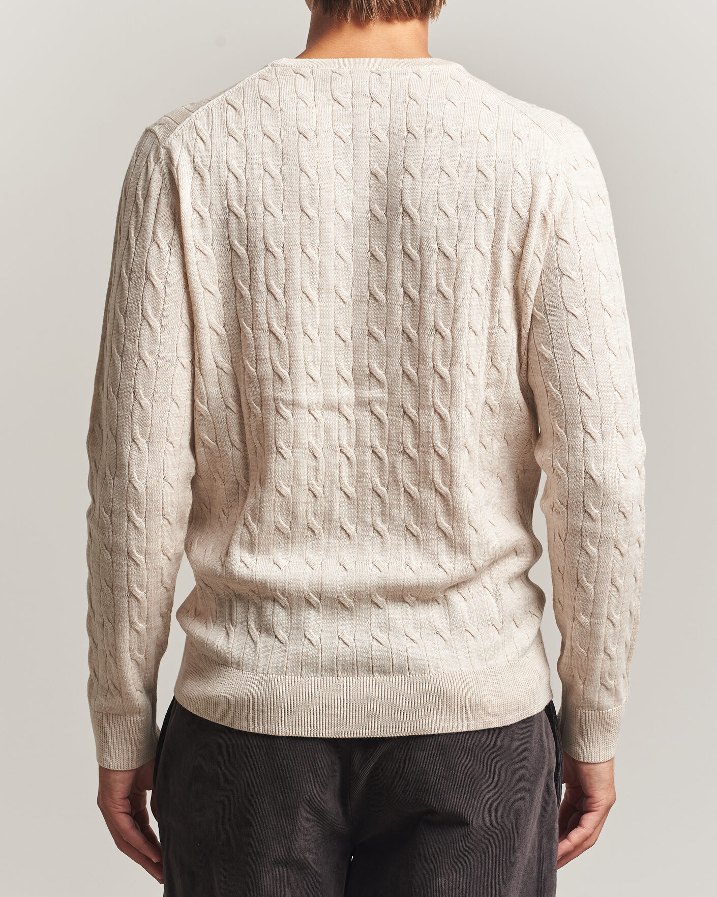 Herren | Pullover | Morris | Merino Cable O-Neck Off White