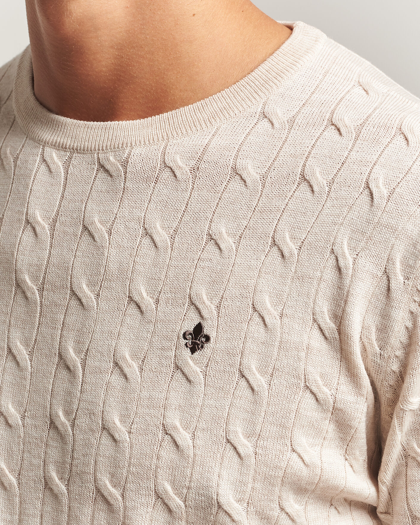 Herren | Pullover | Morris | Merino Cable O-Neck Off White
