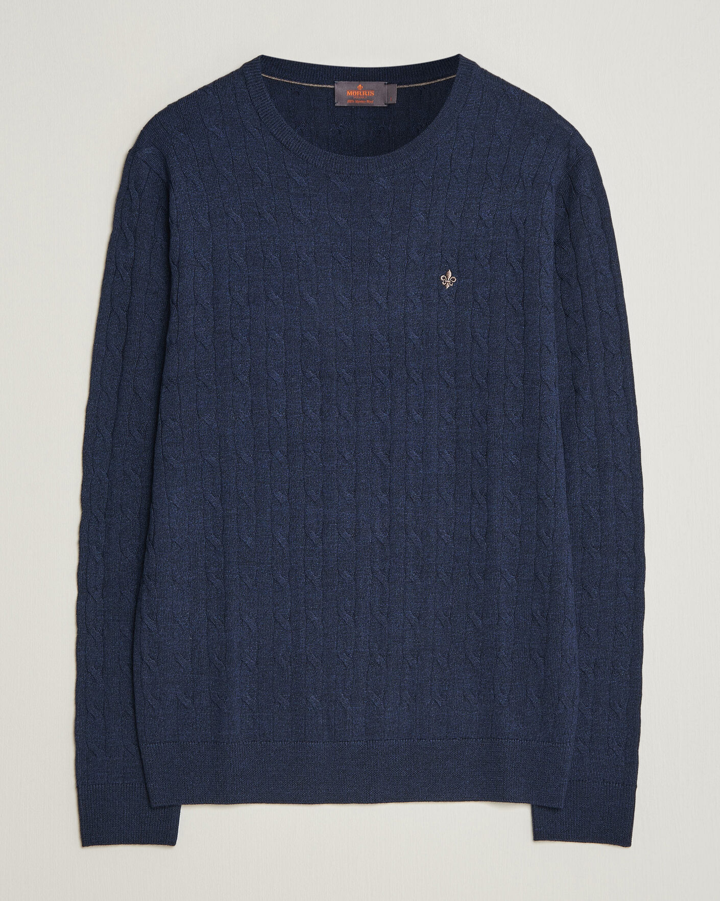 Herren | Pullover | Morris | Merino Cable O-Neck Navy