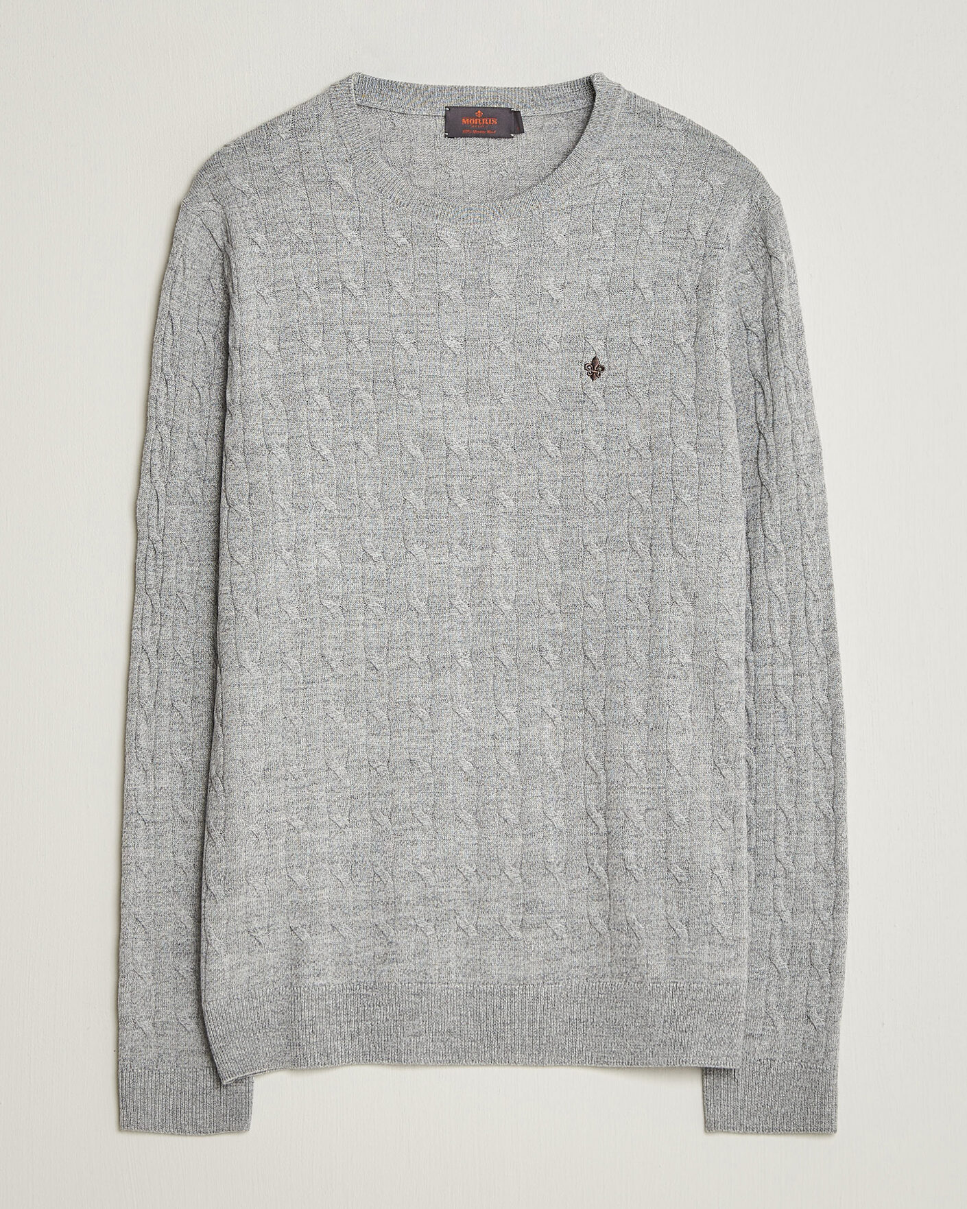 Herren | Pullover | Morris | Merino Cable O-Neck Mid Grey