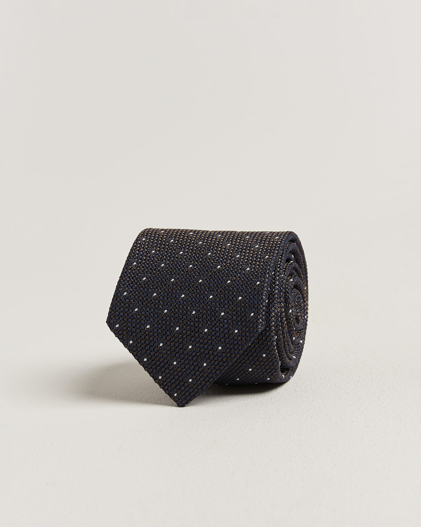 Herren | Krawatten | Amanda Christensen | Silk Grenadine Dot 8cm Tie Brown